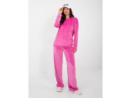 Dámska velúrová tepláková súprava Donia ružová (Farba tmavá ružová, Veľkosť S/M)