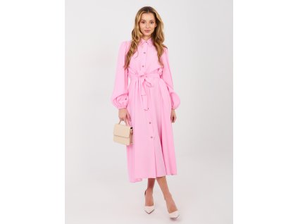 Dámske košeľové šaty Cula ružové- štýlové midi šaty na bežný deň