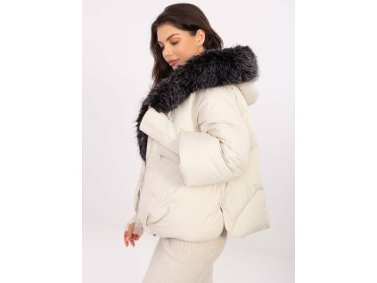 Dámska zimná bunda s kožušinou Honiss béžová (Farba bledá béžová, Veľkosť M)