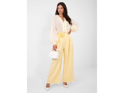 Dámske elegantný nohavice Elison žlté (Farba bledá žltá, Veľkosť univerzálna)