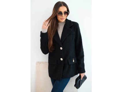 Dámsky prechodný kabát Greta čierny- jarný krátky kabát z barančeka
