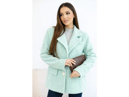 Dámsky prechodný kabát Greta zelený- jarný krátky kabát z barančeka