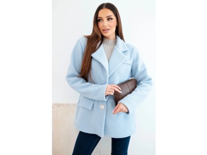 Dámsky prechodný kabát Greta bledomodrý- jarný krátky kabát z barančeka