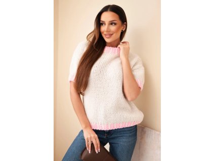 dámsky sveter s krátkym rukávom Ciril béžový- štýlový pulóver na každý deň