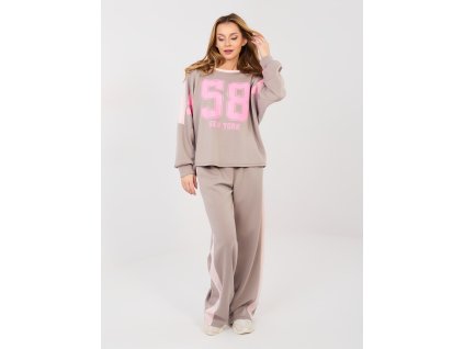 Dámska tepláková súprava Cumi hnedá- štýlový dámsky komplet s nápisom