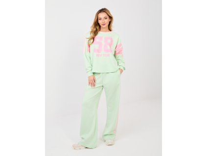 Dámska tepláková súprava Cumi zelená- oversize dámsky komplet s nápisom