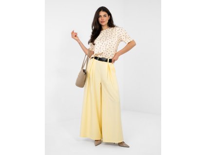 Elegantné žlté široké nohavice Karoll do mesta aj do práce