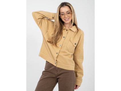 Bledohnedá dámska rifľová bunda Klasa v klasickom strihu do pása