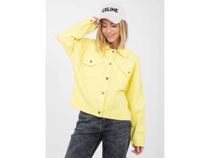 Žltá dámska rifľová bunda Klasa v klasickom strihu do pása