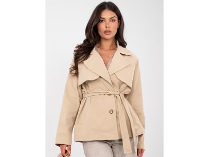 Dámsky prechodný kabát Maxa bledohnedý- elegantný jarný trenčkot