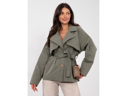 Dámsky prechodný kabát Maxa kaki- elegantný jarný trenčkot