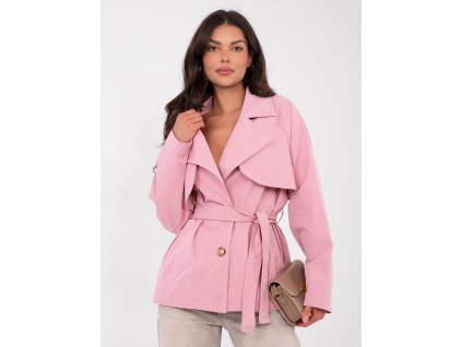 Dámsky prechodný kabát Maxa ružový- elegantný jarný trenčkot