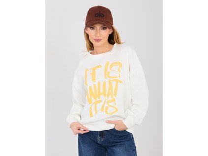 Dámska mikina WHAT biela – štýlová oversize mikina s potlačou