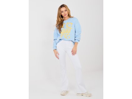 Dámska mikina WHAT modrá – štýlová oversize mikina s potlačou