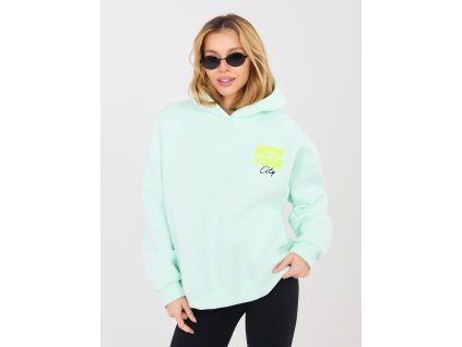 Dámska mikina Fluo tyrkysová |  oversize moderná mikina s potlačou