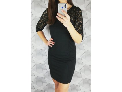 4547 2 elegantne saty s cipkou 1323 cierne