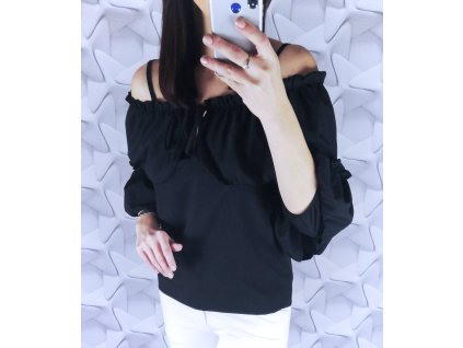 859 1 damska bluzka s viazanim cierna