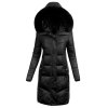 dámska dlhá zimná bunda s kapucňou Jolanta čierna-elegantná prešívaná bunda na zimu