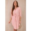 Košeľové šaty s viazaním Rotina púdrové ružové (Veľkosť Univerzálna)