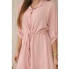 Košeľové šaty s viazaním Rotina púdrové ružové (Veľkosť Univerzálna)