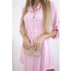 Košeľové šaty s viazaním Rotina svetlo ružové (Veľkosť Univerzálna)