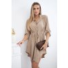 Košeľové šaty s viazaním Rotina cappuccino (Veľkosť Univerzálna)