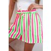 Pruhované dámske kraťasy Veron zelená neónová-pohodlné letné šortky s pruhmi a štýlom