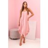 Dámske letné šaty na ramienka Recija púdrová ružová-  asymetrické ľahké vzdušné šaty na dovolenku