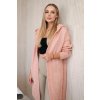 Dlhý sveter s kapucňou Ozuri púdrový ružový (Veľkosť Univerzálna)