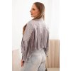 pol pl Kurtka damska z fredzlami z zamszu szara 33299 3 11zon