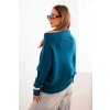 dámsky sveter Agnes tyrkysový-oversize pulover v asymetricom strihu