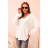 biely dámsky sveter Binan- jednoduchý a štýlový pulóver na každý deň