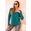 tyrkysový dámsky sveter Binan- jednoduchý a štýlový pulóver na každý deň