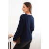 pol pl Sweter damski wiskozowy z dlugim rekawem i rozcieciem po bokach granatowy 35184 2 11zon