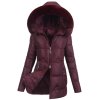 dámska zimná bunda s kapucňou Amira bordová- elegantná bunda na zimu s kožušinou
