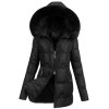 dámska zimná bunda s kapucňou Amira čierna- elegantná bunda na z&imu s kožušinou