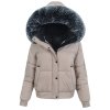 dámska zimná bunda s kapucňou Karen béžová- krátka bunda na zimu
