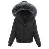dámska zimná bunda s kapucňou Karen čierna- krátka elegantná bunda na zimu