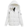Krátka dámska zimná bunda s kapucňou Marlena biela- štýlová bunda na zimu