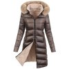 obojstranná dámska zimná bunda Lora hnedá - elegantná dlhá zimná bunda s kapucňou