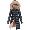 Vobojstranná dámska zimná bunda Lora čierna- elegantná dlhá zimná bunda s kapucňou