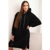 dámska dlhá mikina s kapucňou Yanip čierna - mikinové šaty s kapucňou