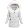 dámska zimná bunda s kapucňou Hortenzia biala- elegantná dámska zimná bunda