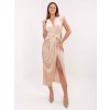 Elegantné dámske šaty Auron béžové (Farba béžová, Veľkosť univerzálna)