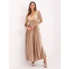 Dámske dlhé elegantné šaty Azan zlaté (Farba béžová, Veľkosť univerzálna)