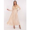 Dámske dlhé elegantné šaty Azan béžové (Farba bledá béžová, Veľkosť univerzálna)