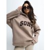 dámska mikina s potlačou Soho béžová- oversize mikina s kapucňou