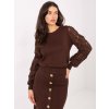 dámsky sveter Grega hnedý-elegantný pulover s čipkovanými rukávmi