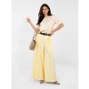 Široké elegantné nohavice Karoll bledo žlté (Farba bledá žltá, Veľkosť univerzálna)