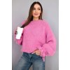 Dámsky sveter Volar ružový- objemný oversize sveter s volánom na rukáve